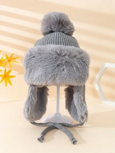 1pc Unisex Children's Pompom Decor Fleece Warm Ear Protection Knit Trapper Hat, Suitable For Winter Outdoor, Skiing, Daily Wear, Winter Gift Beige,Black,Grey,Pink Casual   Fabric  Knit Hat   Kids Accessories, size features are:Bust: ,Length: ,Sleeve Length: Pompom Decor, Earflap Beanie, Knitted Hats Kids, Trapper Hat, Rose Bonbon, Warm Winter Hats, Trapper Hats, Kids Slippers, Ear Protection