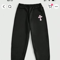 Nwt Black Jogger Sweatpants With Pink Cross Design And 2 Pockets So Cute Nice Criss Celtic Design Can Be Dressed Up Or Dressed Down Loungewear Work Out Run Errands Even A Casual Date Night Or Girls Night So Adorably Cute With The Cross Design Pick These Up Before They Sell H&m Sweatpants, Khaki Joggers, Nike Sportswear Women, Cotton Cargo Pants, Pink Cross, Camo Joggers, Blue Joggers, Casual Date Night, Celtic Design