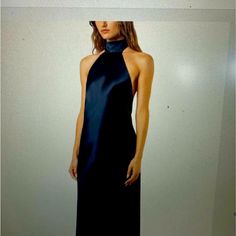 Michelle Mason Navy Gown Halter Neck Low Back Black Tie Navy Halter Dress, Navy Gown, Michelle Mason, Low Back, Black Tie, Halter Neck, Halter Dress, Color Blue, Size 2