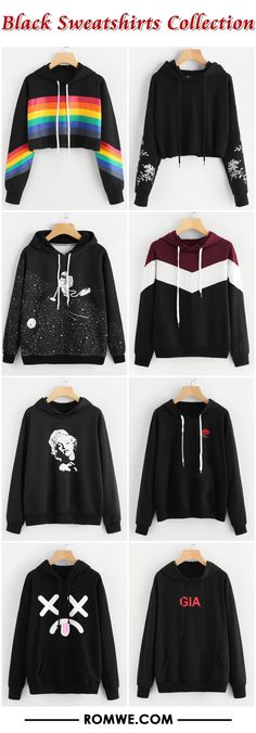 Coleção de lindos moletons tumblr😎 Sweatshirts Collection, Stylish Hoodies, Tomboy Style Outfits, Rose Black, Tomboy Fashion, Super Ideas, Sweatshirt Dress