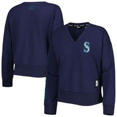 Upgrade your collection of official Seattle Mariners apparel by picking up this Lily pullover sweatshirt from DKNY Sport. It features a stylish V-neck and the team's unmistakable logo, which means you can make a fashion statement while showing your support for your beloved squad. The relaxed feel of this lightweight top is sure to make it your next go-to option for Seattle Mariners game day. V-neck Machine wash, tumble dry low Officially licensed Pullover Embroidered Logo Long sleeve Screen prin Seattle Mariners, Lightweight Tops, Pullover Designs, Pullover Sweatshirt, Sports Women, Fashion Statement, Sweater Top, At Home, Lily