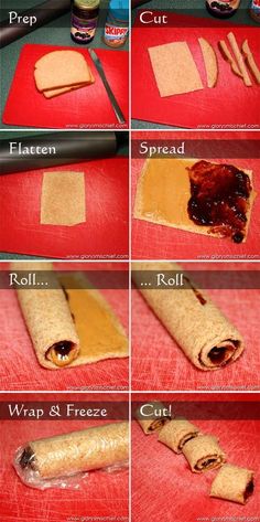 the instructions for making homemade wrappers with peanut butter and jelly on them are shown