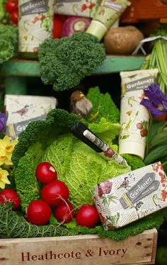 vegetables and other items are on display for sale