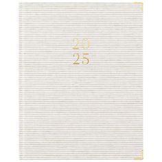 a white and gold wedding guest book with the number twenty five on it's cover