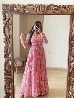 Georgette Gowns, Floral Long Frocks, Maxi Dress Indian, Georgette Maxi Dress