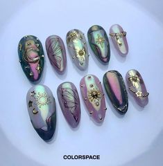 Unusual Nail Designs, Cartoons Movies, Witchy Nails, Goth Nails, Grunge Nails, Nails Spring, Kawaii Nails, On My Own