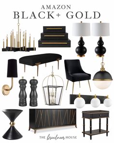 black and gold interior design mood board