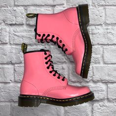 Size-W 6 Brand-Dr.Martens Item-Lace Up Combat Boots Condition-New Without Box, Tried On And Never Worn Details-Rare Sold Out Bubblegum Acid Pink Color, Patent Shiny Leather, Forming Insole, And Back Pull Tab Feel Free To Ask Me To Bundle Items Or Send Me An Off Pink Winter Lace-up Boots Casual, Pink Casual Lace-up Boots For Winter, Casual Pink High-top Combat Boots, Pink Casual Combat Boots With Round Toe, Casual Pink Boots With Rubber Sole, Casual Pink Combat Boots With Round Toe, Pink Casual Ankle Lace-up Boots, Casual Pink Ankle Lace-up Boots, Casual Pink Lace-up Ankle Boots