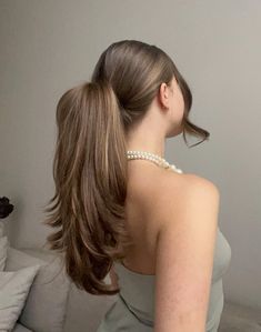 long hair with layers, long hairstyles, long hair, sleek ponytail, sleak hairstyles, sleek ponytail, hair inspo Long Layered Ponytail, Layered Ponytail Long, Layers In Ponytail, Low Ponytail Formal, Ponytail With Layers, Layers In A Ponytail, Layered Hair In Ponytail, Ponytail Blowout, Layered Hair Ponytail