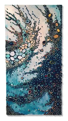 an abstract painting with circles and bubbles