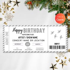 an image of a birthday ticket for someone to write on the front of their card