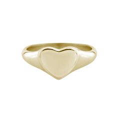 Small Heart Signet Ring Yellow Gold Heart Shaped Face, Aesthetic Items, Heart Signet Ring, Baby Heart, Gold Heart Ring, Birthday Inspo, Gold N, Gold G, Silver Signet Ring