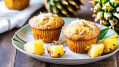 pineapple muffins with coconut on a plate