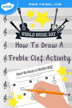 How To Draw A Treble Clef Activity World Music Day, Music Day, Music Lesson, About Music, Treble Clef