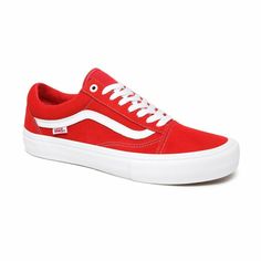 Classic Red Skate Shoes For Streetwear, Classic Red High-top Skate Shoes, Classic Red Vans Sneakers, Red Low-top Skate Shoes, Red Lace-up Canvas Sneakers, Red Skate Shoes With Vulcanized Sole For Streetwear, Red Sneakers With Red Sole For Skateboarding, Red Vulcanized Sole Skate Shoes For Streetwear, Red Sneakers For Skateboarding