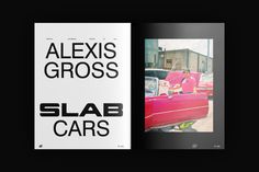 an open book with black and white text on it that reads alex cross slab cars