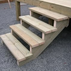 the steps are made out of wood and have been placed on top of each other