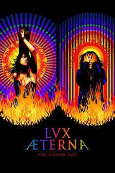 the poster for l vx aterna, which features two women dancing in flames