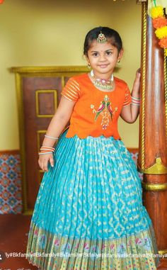 Pattu Lehenga Half Saree, Baby Girl Frock Designs, Lehenga Half Saree, Designer Lehanga, Long Frocks For Kids, Pattu Lehenga, Pattu Pavada