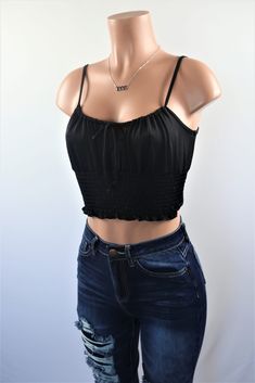 Size: L, Color: Black Tank Top Outfit, Satin Crop Top, Front Crop Top, Tank Top Outfits, Top Outfit, Instagram Outfits, Christmas 2020, Cheap Fashion, Cheap Clothes