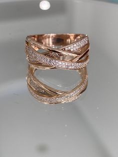 Luxury Handcrafted Fine Custom Jewelry 18K Karat Solid Rose Gold Ladies Womens Ring Gift For Her Diamond Band Prong Set Statement Ring  5.7 grams total weight Ring Size: 6 and 3/4 US Rose Gold Diamond Jewelry With Open Band, Rose Gold Diamond Open Band Jewelry, Elegant Rose Gold Open Ring Wide Band, Rose Gold Open Band Jewelry With Brilliant Cut, Elegant Rose Gold Wide Band Open Ring, Dazzling Open Rose Gold Diamond Ring, Dazzling Rose Gold Open Diamond Ring, Rose Gold 14k Wide Band Ring For Wedding, Rose Gold Wide Band Ring For Wedding