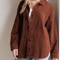 New With Tag Size S Perfect For Fall Smoke Free And Animal Free Home Brown Button-up Tops With Corduroy Collar, Casual Brown Tops With Corduroy Collar, Brown Corduroy Collar Button-up Top, Fall Brown Top With Corduroy Collar, Orange Fall Top With Pockets, Orange Top With Pockets For Fall, Fall Brown Tops With Corduroy Collar, Orange Fall Tops With Pockets, Orange Tops With Pockets For Fall