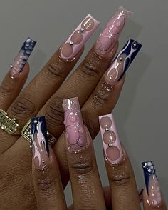 Black French Tip Nail, Black French Tip, French Tip Nail Art, Dope Nail Designs, Exotic Nails, Long Acrylic Nails Coffin, Really Cute Nails