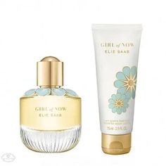 Elie Saab Girl of Now Gift Set 50ml EDP + 75ml Body Lotion A marvellous golden journey in the enchanted nature of ELIE SAAB, with an extraordinary, blossom perfumed gift Girl of Now set, decorated with ELIE SAAB’s couture flower pattern. A gift idea as generous as it is refined, this box features the Girl of Now fragrance like a precious jewel.ELIE SAAB Girl of Now Eau de Parfum captures the vivacious spirit of the modern woman. This distinctive gourmand floral radiates an irresistible positive Uk Clothing, Perfume Gift, Skin Care Essentials, Elie Saab, Flower Pattern, Modern Woman, Body Lotion