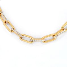 Elevate your style and captivate hearts with our exquisite 18K Yellow Gold 25 Carats Diamond Link Chain Necklace. This is no ordinary necklace; it's a testament to luxury and elegance. Crafted with meticulous attention to detail, this paper clip-inspired diamond link chain necklace is a true masterpiece.Made from solid 18K Yellow Gold, this necklace is a symbol of opulence and refinement. Each link is adorned with shimmering round-cut diamonds, creating a breathtaking display of brilliance. The Diamond Necklace With Paperclip Chain, Diamond Necklace With Paperclip Chain And Oval Links, Diamond Necklace With Paperclip Chain For Gift, Diamond Necklace With Paperclip Chain As Gift, Luxury Diamond Paperclip Chain Necklace, Anniversary Fine Jewelry Link Chain Necklace, Timeless Link Chain Necklace For Anniversary, Classic Diamond Necklace With Paperclip Chain, Fine Jewelry Diamond Necklace With Cable Chain