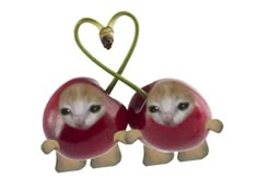 two small hamsters holding onto each other's butts with their heads in the shape of hearts