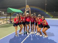 Tennis Team Pictures High Schools, Tennis Team Aesthetic, Highschool Tennis Aesthetic, Tennis Uniforms High School, Tennis High School, Highschool Experience, High School Tennis, Highschool Sports, Tennis Trophy