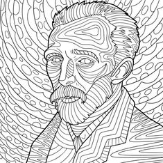 a black and white drawing of an old man