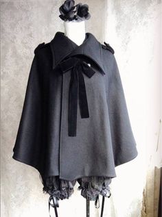 Wool Cashmere Black Bat Wing Cloak Gothic Lolita Cloak Victorian Black Outerwear For Costume Party, Victorian Black Winter Outerwear, Black Gothic Cape Outerwear, Wing Cloak, Bat Costume, Black Cape, Bat Wing, Black Bat, Lolita Dress