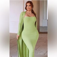 Ribbed Maxi Set Never Worn Size M Stretch Never Worn Fashion Nova Dresses, Fashion Nova, Women's Fashion, Maxi Dress, Fashion Outfits, Womens Dresses, Green, Dresses, Women Shopping