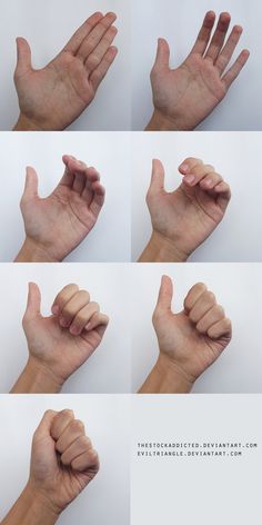 multiple images of different hands making the shape of a hand