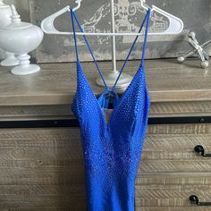 Amelia Couture (Bought From Niki’s Glitz And Glam Boutique) // Size 8 ( I Normally Wear A 6 So I Sized Up) // 1 Missing Rhinestone (Easy Fix) // Worn Once // Added Extra Reinforcements On The Top Hooks So It Holds Better And It Is More Sturdy // The Bottom Of The Dress Has A Zipper And Hook As Well // Has Padding Inside Already And A Mesh For More Coverage // Trying To See What People Offer May Not Sell Glitz And Glam, Blue Rhinestones, Homecoming Dress, Couture Dresses, Homecoming Dresses, Homecoming, Royal Blue, The Dress, Prom Dresses