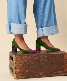 Charlotte Stone, Kids Loafers, Color Block Heels, Style Savvy, By Charlotte, Suede Pumps, Heeled Loafers, Moss Green, The Girl Who