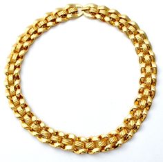 Statement Designer Jewelry - This is a substantial vintage gold tone link chain necklace. It is 18" long, almost .75" wide, signed Napier Vintage Formal Chain Necklace, Vintage Chunky Chain Oval Link Necklace, Vintage Chunky Oval Link Chain Necklace, Vintage Oval Link Chunky Chain Necklace, Vintage Chunky Chain Necklace With Oval Links, Chunky Chain Link Necklace Costume Jewelry, Chunky Chain Link Necklace In Costume Jewelry, Costume Jewelry Chain Necklace With Chunky Chain Link, Vintage Gold Link Chain Necklace