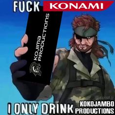 an anime character holding up a drink in front of the caption that says i only drink production