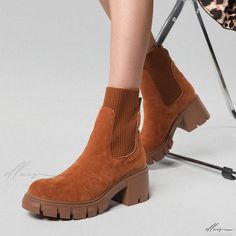 Elluis - Stylish Womens Chunky Heel Platform Ankle Boots featuring a Contemporary Martin Boot Design Boot Design, Rough Heels, Womens Chunky Heels, Platform Heels Chunky, Platform Ankle Boots, Martin Boots, Designer Boots, Suede Shoes, Chunky Heel