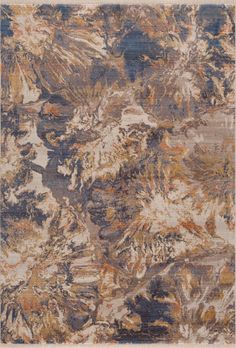 an area rug with various colors and patterns on it, including blue, brown, beige and white