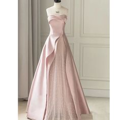 Olivia Mark - Blush Strapless Evening Gown for Engagement Day Banquet Hostess Gaun Tulle, Party Long Dress, Pink Tube Top, Strapless Evening Gowns, Strapless Evening Dress, Strapless Prom Dress, Engagement Dress, Banquet Dresses, Floor Length Prom Dresses