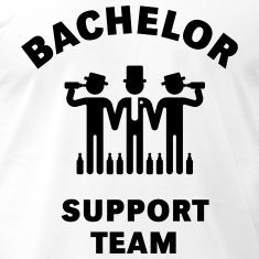 a t - shirt with the words bachelor support team in black and white on it