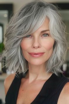 Are you a woman over 60 looking for a hairstyle that’s both stylish and age-appropriate? Look no further than the timeless elegance of gray hair paired with the youthful charm of bangs! These 30 absolutely Gray Hairstyles With Bangs, Messy Bob Haircut, Grey Hair With Bangs, Gray Hairstyles, Bob Haircut Ideas, Bangs For Women