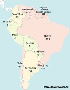 a map of south america showing the countries