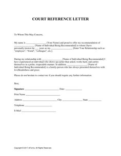 a reference letter to someone who is not in the court for their release from jail