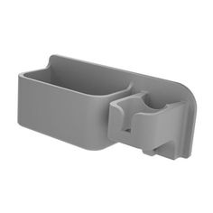 a gray plastic cup holder with two compartments