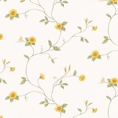 a wallpaper with yellow flowers and green leaves on white background, as well as an image of sunflowers