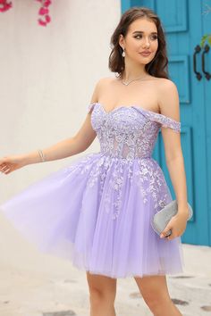 Tulle Party Dress Short, Lilac Dama Dresses, Lavender Dress Short, Vestido Color Lila, Lavender Quinceanera, Dama Dresses, Tulle Party Dress, Lovely Partner, Tulle Homecoming Dress