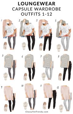 Loungewear Capsule Wardrobe 14 Pieces = 24 Outfits - Classy Yet Trendy Lounge Wear Capsule, Lounge Wear Capsule Wardrobe, Classy Loungewear Outfit, Loungewear Capsule Wardrobe, Classy Loungewear, Loungewear Capsule, Clothes Capsule Wardrobe, Loungewear Outfit